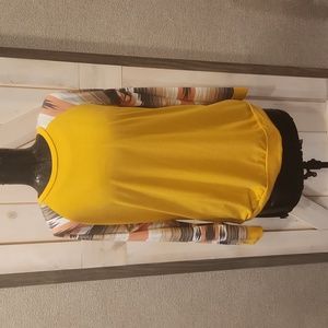 Mustard long sleeve tee with accent sleeves
